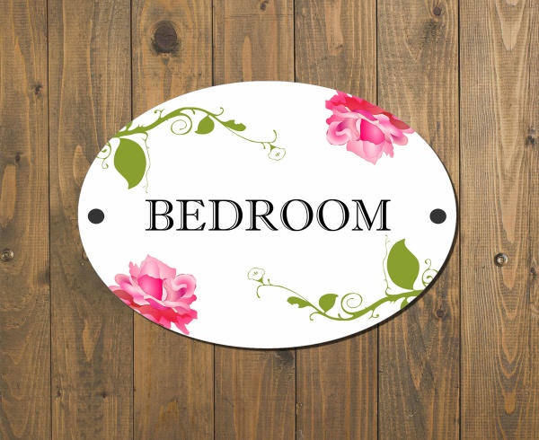 Bedroom Door Plaque Shabby Chic Floral Design